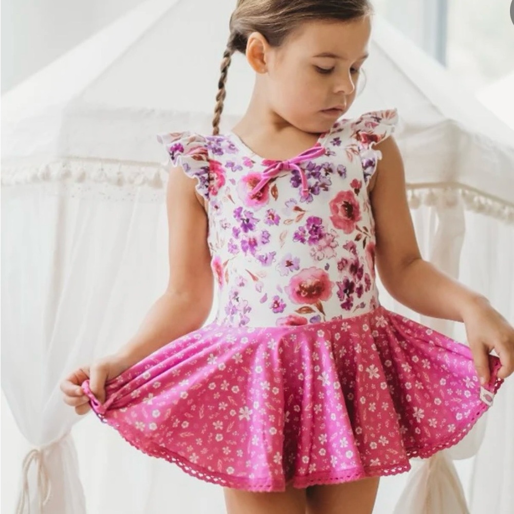 Cheeky Plum Farrah Leotard - Irresistible Iris size 6Y